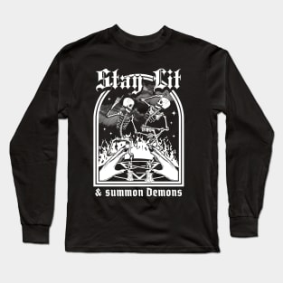 Stay Lit and Summon Demons - Skeletons Dancing Funny Occult Long Sleeve T-Shirt